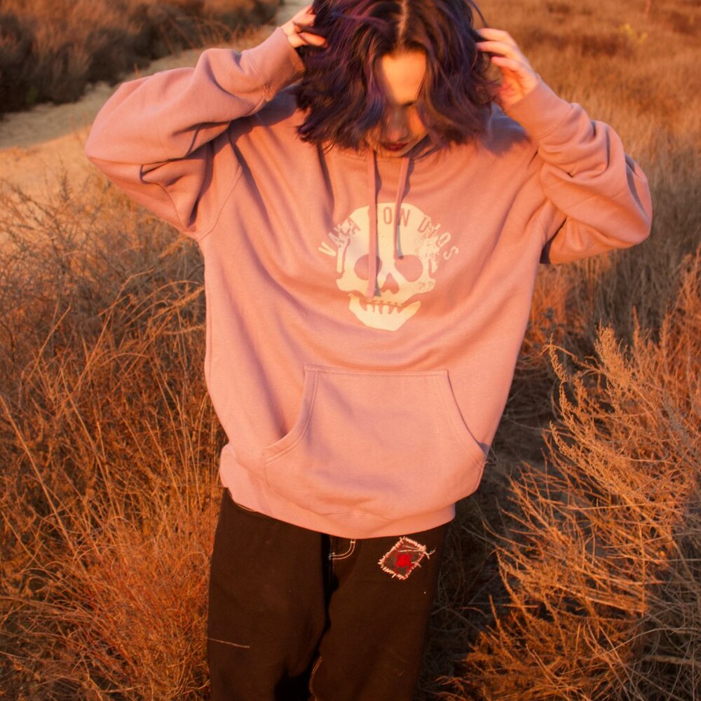 OG Skull Sweatshirt- VCD CLASSICS -  - Plum Purple, Black Hoodie